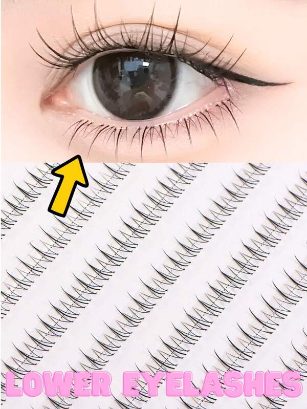 120 Clusters Small Flame Lower Eyelashes, Japanese And Korean Style, C Curl, 5mm Fixed Length, Cluster Design, Creates Natural Flame Effect Lower Eyelash Makeup, No Glue Needed, DIY Customizable, Saves Makeup Time, Soft And Lightweight Comfortable Eyelashes, Suitable For Beginners, Reusable, Perfect For Daily Commute, Dating, Travel, Party And Holiday Makeup, Ideal Gift For Best Friend And Girlfriend