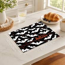1pc Black & White Bat Pattern Diatom Mud Kitchen Drain Mat, Quick-Drying Absorbent Non-Slip Coffee Machine Pad & Dish Drying Mat, Suitable For Kitchen Countertop And Halloween Home Decor - Multicolor - View 8