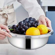 5-teiliges Edelstahl-Becken-Set, stapelbare verdickte tiefe Gemüsespülschüsseln, Schüsseln zum Kneten von Mehl, Marinieren von Fleisch, Backen und Kochen, Küchen-Aufbewahrungsbecken aus Stahl in verschiedenen Größen - Edelstahl-Schüssel - Übersicht 4