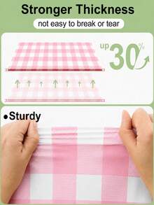 2pcs/4pcs/6pcs Pink & White Plaid Disposable Tablecloth, Stain-Resistant & Waterproof Plaid Tablecloth, Suitable For Baby Shower, Bridal Shower, Girls Birthday, Picnic, Indoor & Outdoor Party - Multicolor - View 5