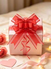 1/10/20pcs Gold Metallic Bow Ribbon, Gift Wrapping Bows, Birthday Wedding Christmas Gift Box Bouquet Decoration Supplies - Multicolor - View 2
