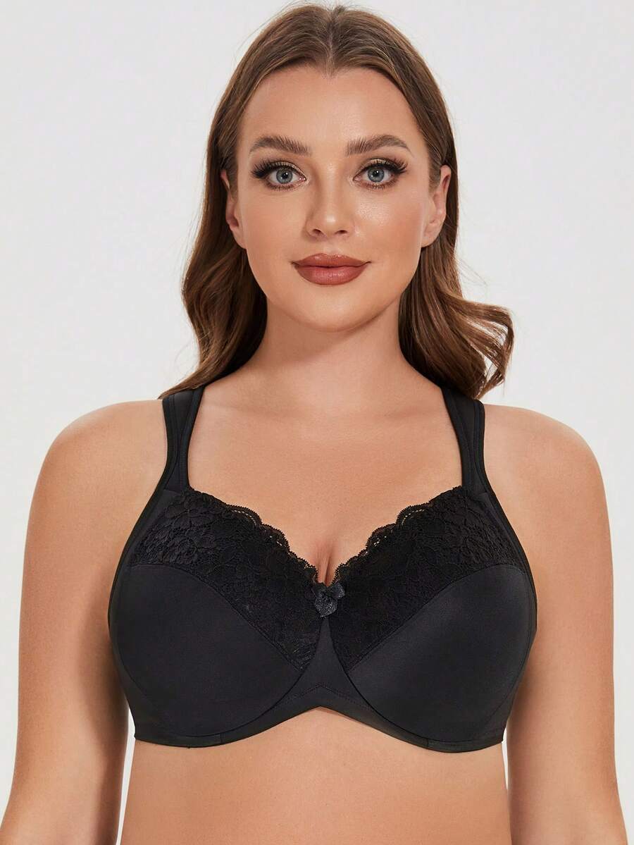 MELENECA Women's Minimizer Bra Full Coverage Plus Size Underwire Lace Comfort Cushion Strap