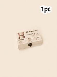 客製化木製記憶盒，個性化成長紀念品，可愛動物房間裝飾，客製化出生細節盒，可客製化姓名生日禮物，兒童 - 風格A - 查看 11