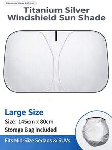 1pc Car Sun Shade, Front Windshield Sun Protection Heat Insulation Shade, Car Interior Sun Protection Accessory, Universal Car Sun Shade, Upgraded Car Sun Umbrella, Easy To Install And Foldable Storage, Suitable For Sedan, SUV And Pickup Truck, Heat Protection Sun Shade Device, Essential Car Sun Shade For Summer - 1pc - View 9