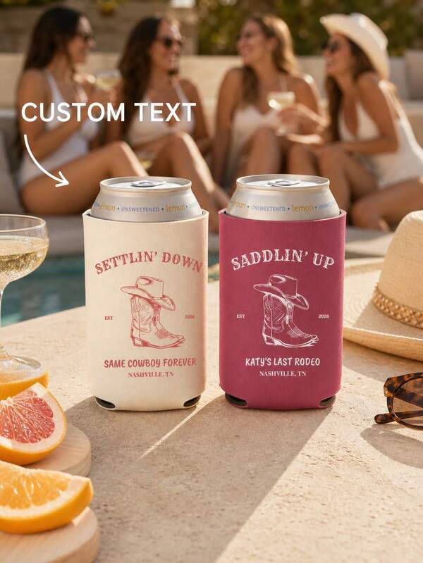 1pc Customized Text Denim Boot Coaster, Denim Sports Party, Single Party Heat-Insulating Beverage Cup, Beverage Cooling Cup Cover, Suitable For Gatherings, Parties, Wedding Guest Gifts.
