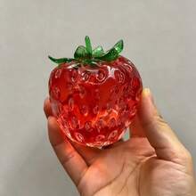 1pc Strawberry Squeeze Stress Relief Toy, Realistic Stretchable Squishy Ball, Decompression Hand Tool - Multicolor - View 1