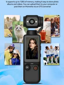 Portable High-Definition Night Vision Sports Camera, 180° Rotatable Lens - Hands-Free Wearable Camera For Cycling, Hiking And Sports Recording, Rechargeable, Video Diary Camera, Pocket-Sized Stabilizer Camera With 180° Rotation, Full-Body Filming, Suitable For Video And Recording, Perfect For Life Recording And Travel, 2000mAh - Multicolor - View 6