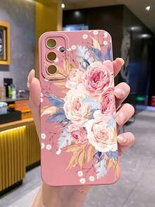 1pc Large Flower Camera Anti-Drop Phone Case UV Printed Compatible With Samsung/Galaxy/ Android Models - Pink - View 3