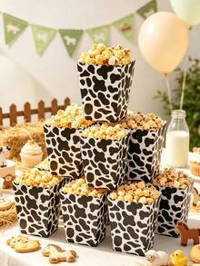 10 piezas Cajas de palomitas de maíz de papel con estampado de vaca, palomitas de maíz desechables con tema de vaca, contenedores de comida de papel, cajas de bandeja de aperitivos con tema de animales de granja para fiesta de primer cumpleaños, baby shower, revelación de género, decoraciones de fiesta de vaca, baby shower, cajas de regalo de fiesta de vaca, embalaje de regalo, suministros de fiesta de vaca, bolsas de regalo de fiesta de vaca - Vaca - Ver 2