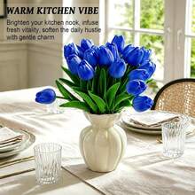 5/10pcs Artificial Tulips, Suitable For Home Decor, Kitchen Decor, Autumn Decor, Outdoor Decor, Table Decor, Wedding Decor, Artificial Plants, Women's Gifts, Back To School Season - Blue - View 9