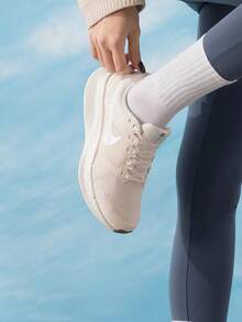 Nike Women's Running Shoes RUN SWIFT 3 Cushioned Breathable Comfortable Sports Shoes Minimalist Classic Daily Low-Top Commuter Shoes DR2698-111 - Pinkish White/white/sail White/nib Black - View 5