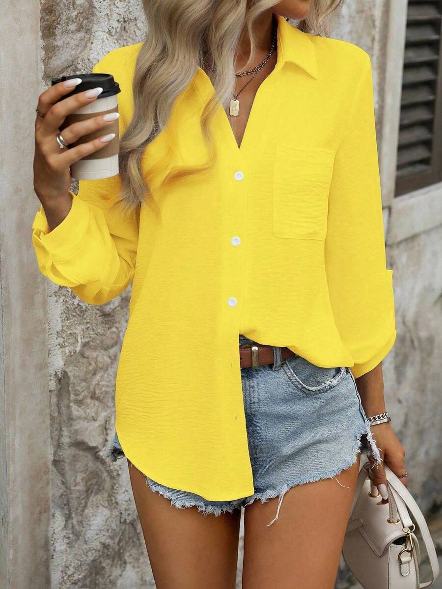 Women Blouses & Shirts - 黃色 - 查看 1