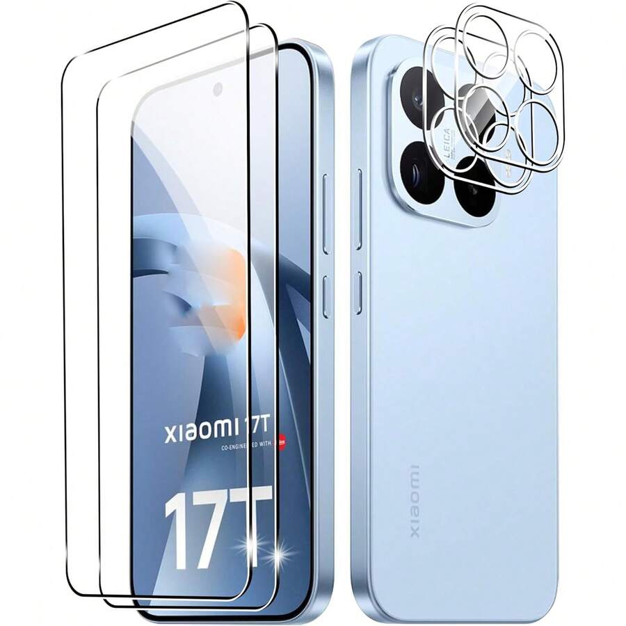 4 قطع واقي شاشة زجاجي مقسى ل- 17T/17 TPro/15 T/15 T Pro/14T/14 TPRO متوافق مع Xiaomi 17/17pro/17 Ultra/ 17 ProMax/ 15 هاتف، واقي عدسة كاميرا 3D عالي الدقة، مضاد للسقوط، مضاد للخدش، مناسب ل- 15 T واقي شاشة كاميرا حرير أسود، واقي شاشة - شفاف - مشاهدة 1