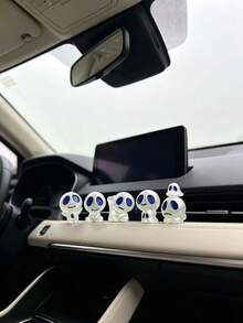 Adorno de tablero de coche con fantasmita de ojos azules que brilla en la oscuridad, esqueleto transparente decorativo creativo para el interior del coche, accesorio de coche con combinación de fantasma que brilla en la oscuridad, adorno de atmósfera de tablero de coche con árbol de dibujos animados de ojos azules transparente - fantasma - Ver 3