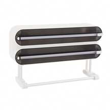 YUNRUX 3-In-1 Wall-Mounted Kitchen Roll Holder, Wall-Mounted Plastic Wrap Dispenser - 黑色 - 查看 5