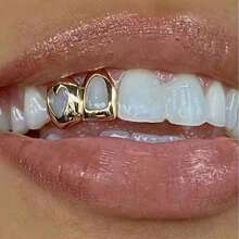2Pcs/Set Y2K Hip Hop Style Grillz Teeth Hollow Heart Tooth Grillz For Women Men, For Party Carnival Photos Cosplay Halloween - Multicolor - View 3