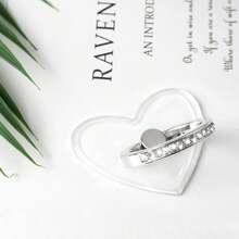 [2pcs/4pcs] Transparent Rhinestone Phone Ring Holder, 360° Rotating 180° Adjustable Finger Ring Phone Stand Handle - Silver - View 4