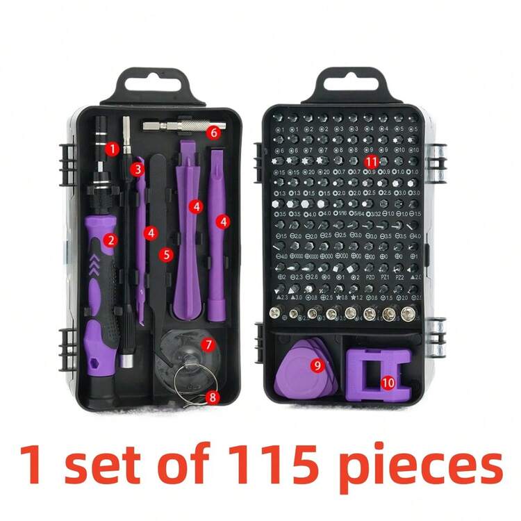115/46pc Tool Set With 1/4" Drive Ratchet Wrench, Metric Sockets, Screwdriver Bits, Quick Release Mechanism - Professional Hand Tool Kit For Automotive Repair And DIY, No Assembly Required, Non-Powered, With Case - Multicolor - View 9