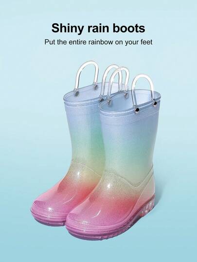 1 par de botas de lluvia impermeables para niños, elegantes para niñas pequeñas, perfectas para la escuela y juegos al aire libre, zapatos de lluvia neutros para niños pequeños