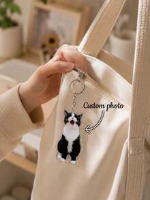 1PC Custom Pet Photo Acrylic Keychain, Personalized Dog Portrait Bag Charm, Cute Memorial Gift, Backpack Pendant, Pet Lover Accessory - Multicolor 2 - View 1