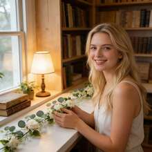 Eucalyptus Leaves And Baby's Breath Artificial Vine, Home Wedding Tabletop Greenery Decoration - White Flowering Vines - View 4