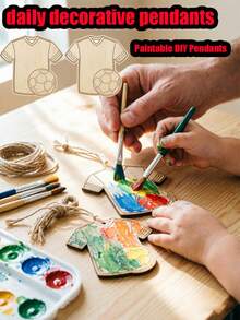Football Theme Wooden Blank Pendant + Lanyard, DIY Painted Wooden Sign, World Cup/Fan Party/Home Decor - World Cup Template Widget - View 2