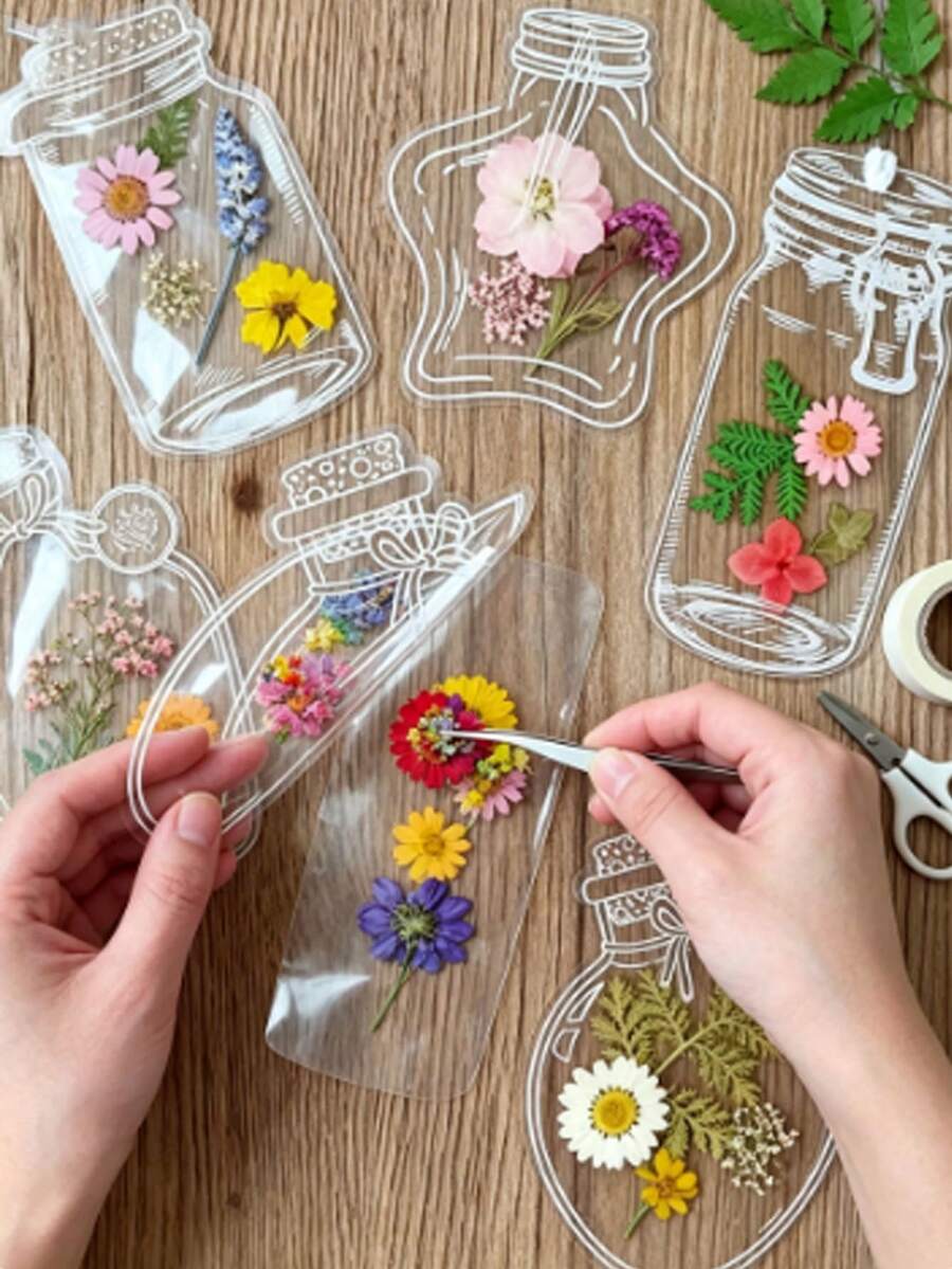 10pcs/40pcs Transparent Embossed Bookmarks, Perfect For DIY Crafts, Art Craft Set, Suitable For Reading Enthusiasts, Great Handmade Gift For Friends And Family - Multicolor - View 1