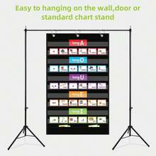 1pc Hanging Pocket For Storing Letters, Cards, Words And Sentence Strips, Durable Nylon Material Word Pockets With Extra Storage Pockets, With 3 Metal Holes, Suitable For School Home Office - A - View 10