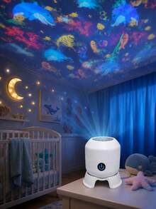 Type-C USB Marine Animal Night Light, Rainbow Rotating Lamp For Cozy Room Vibes - Multi-color light - View 7