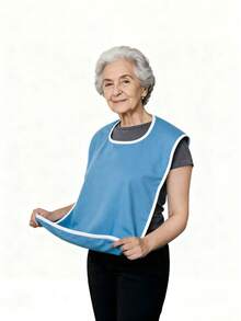 Adult Adjustable Feeding Bib, Reusable Senior Dining Bib With Hook And Loop Closure, Multiple Colors & Packs Available - White Bib for Eating - View 19