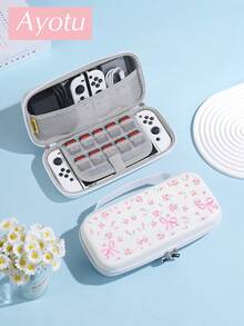 Ayotu 適用於 Switch/Switch OLED/Switch Lite 花卉與蝴蝶結圖案遊戲主機外殼與配件，套裝包含保護殼、收納袋、底座外殼、控制器保護套及多款配件可供選擇，返校禮物/生日禮物/週年禮物 - 查看 3