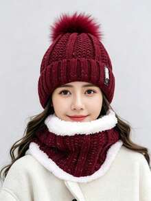 Autumn/Winter Thickened Velvet Hat, Warm Ear Protection Scarf, Outdoor Travel Set - Multicolor - View 7