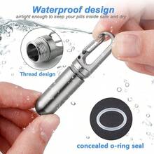 304 Stainless Steel Mini Pill Box Keychain, Waterproof Portable Medicine Holder, Airtight Pill Case For Travel, Vitamins, Tablets & Capsules - View 5