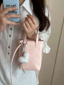 Autumn/Winter Polka Dot Print Phone Wallet, With Heart Pendant, Fashion Crossbody Bag, Cute Sweet Y2K, Suitable For Daily, School - Multicolor - View 18