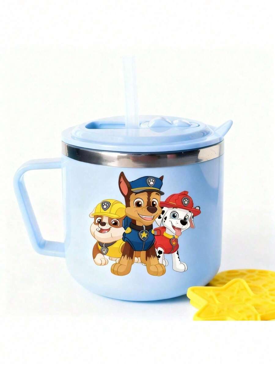 1個 Paw Patrol 水壺,附矽膠吸管,16盎司,便攜防漏蓋,4色可選,適合開學第一天、返校禮物、派對水壺、旅行、學校或生日禮物,塑膠水杯 - 查看 1