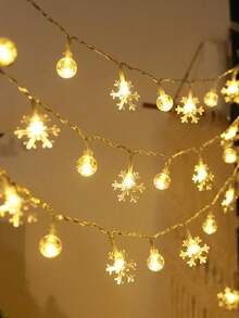 1pc 1.5/3/6M Christmas Interior Decoration Crystal Bubble Ball, Snowflake Light String, Battery Powered (Excluding Battery), Christmas Decoration Light String, Wedding Festival Party Decoration Night Light, Indoor, Bedroom, Christmas Decor Lights - Yellow - View 6
