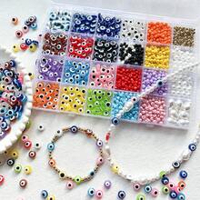 4 أنماط من خرز العين الشريرة الملونة، مجموعة صنع المجوهرات DIY، خرز العين الشريرة من الراتنج لصنع المجوهرات بسطح ناعم، تصميم أنيق وفخم لمشاريع الحرف اليدوية وصنع القلائد - متعدد الألوان - مشاهدة 3