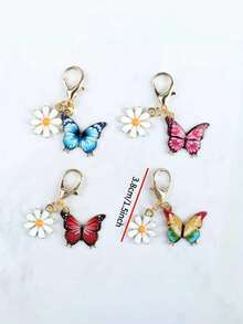 1/4/6/12/24/50pcs Cute Mini Colorful Butterfly & Daisy Keychain Set, Suitable For Pendant, Bag Chain, Bag Decoration, Fashion Animal Theme Design, Bag Charm, Keychain, Car Keychain, Ideal Gift For Holiday, Mother's Day, Father's Day, Back To School, Graduation, Random Style, Keychain Only - Butterfly - View 8
