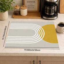 1pc Modern Minimalist Geometric Pattern Diatomaceous Earth Kitchen Drain Mat, Fast-Absorbing Quick-Drying Non-Slip Coffee Machine Mat And Dish Drying Pad, Suitable For Kitchen Countertop And Home Decor - Multicolor - View 8