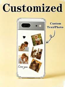1 pieza Funda de teléfono personalizable con foto y nombre, estilo verano/Y2K/familia/amigos/parejas aniversario, funda de teléfono transparente anti-caída de cuatro esquinas, compatible con Pixel 11/11 Pro/11 Pro XL/10a/10 Pro/9 Pro/9a/8a/8/8 Pro/7/6 Series, funda de teléfono de verano | Funda de teléfono de alta calidad | Regalo para mujeres - transparente - Ver 1