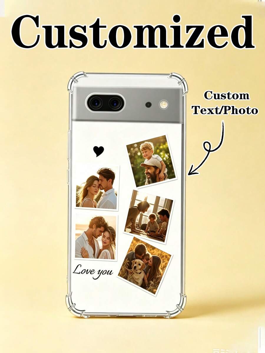 1 pieza Funda de teléfono personalizable con foto y nombre, estilo verano/Y2K/familia/amigos/parejas aniversario, funda de teléfono transparente anti-caída de cuatro esquinas, compatible con Pixel 11/11 Pro/11 Pro XL/10a/10 Pro/9 Pro/9a/8a/8/8 Pro/7/6 Series, funda de teléfono de verano | Funda de teléfono de alta calidad | Regalo para mujeres - transparente - Ver 1