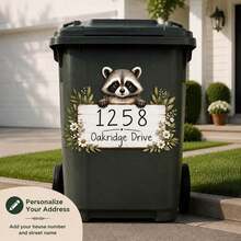DIY Writable Raccoon Trash Can Sticker, 3D Cartoon Junk Food Trash Can Vinyl Decal, Removable Waterproof Outdoor Yard Garden Home Decor Sticker - Trash Can Stickers - View 3