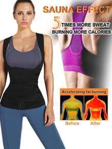 1pc Women's Sports Waist Belt, Sweat-Absorbing Breathable Snap Waist Cincher, Waist Sweat Band For High-Intensity Training, Waist Trainer - Black - View 2