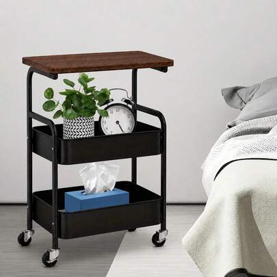 3-Tier Rolling Cart, Detachable Storage Shelf, Snack Organizer Cart With Portable Wheels, Multi-Layer Trolley For Bedroom, Kitchen, Bathroom And Household Use, Kitchen Storage Cart