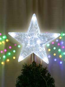 1pc Christmas Tree Top Decoration, 5.9 Inch White LED Tree Top Star, Suitable For Holiday Decor, Room Decor, Home Decor, Office Decor, Theme Party Decor, Christmas Decor, Battery Operated (Batteries Not Included) - Star 1 - View 7
