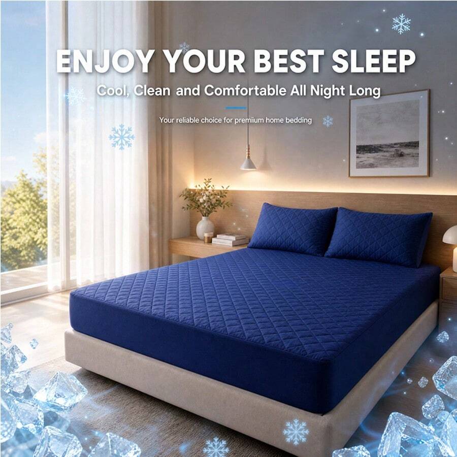 AVXLRQ Almohadilla refrescante de verano (sin funda de almohada): agradable para la piel, transpirable, fresca para dormir, protección elástica para el colchón, resistente a las arrugas y a la decoloración, lavable a máquina, varios colores para elegir. Color aleatorio. - Negro - Ver 1