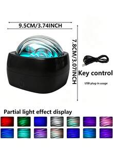 Aurora Galaxy Projector Light, 7-Color RGB Starry Night Light, USB 5V/1A Powered, Touch Control, Sound-Activated Rhythm Light, Create Dreamy Bedroom Atmosphere And Game Room Decor - Multicolor - View 5