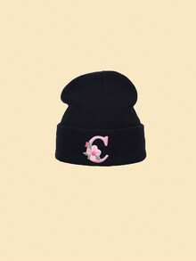 1pc Baby Knitted Warm Hat, 26 Letters Knitted Cap, Toddler Winter Hat, Unisex Boys & Girls Knitted Elastic Beanie - Black - View 7