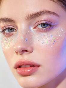 3pcs Y2K Neon Freckle Tattoo Sticker Set, Colorful Star, Moon & Heart Pattern Face Stickers, Waterproof Neon Freckle Stickers For Music Festivals, EDM Parties & Party Makeup - Multicolor - View 5