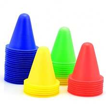 17 Colorful And Flexible Training Cones - Red, Yellow, Green, Blue, Pink (5 Colors Sent Randomly), Stackable Base For Enhanced Stability - Suitable For Indoor/Outdoor Sports, Skating Practice, Gym, Playground - Durable Plastic Material - Upgraded Version - View 6